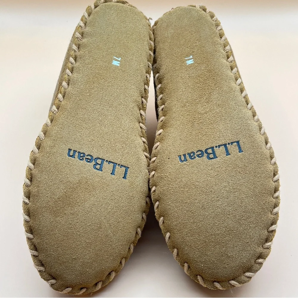 L.L. Bean Brown Suede Slippers with Cream Lining - Picture 5 of 11